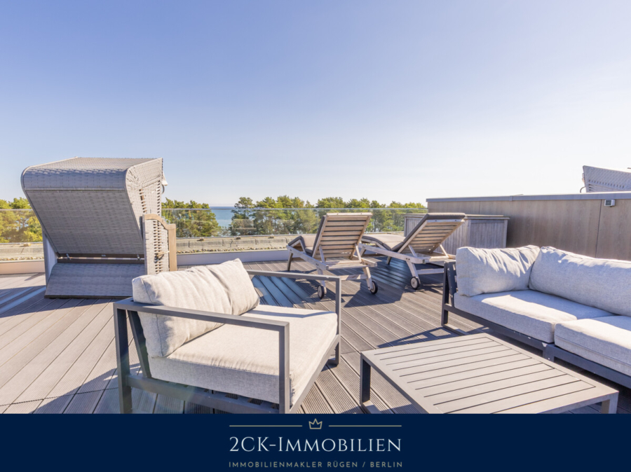 NATÜRLICH MEERBLICK Penthouse Wohntraum, 108 m², 50 m² Dachterrasse, Sauna, Loggia, Stellplatz inkl., 18609 Binz / Prora, Penthousewohnung