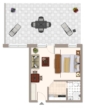 Grundriss möbliert - nur 700m zum Südstrand: Top-Apartment mit 36 m² Sonnenterrasse im Ostseebad Sellin! Stellplatz inkl!